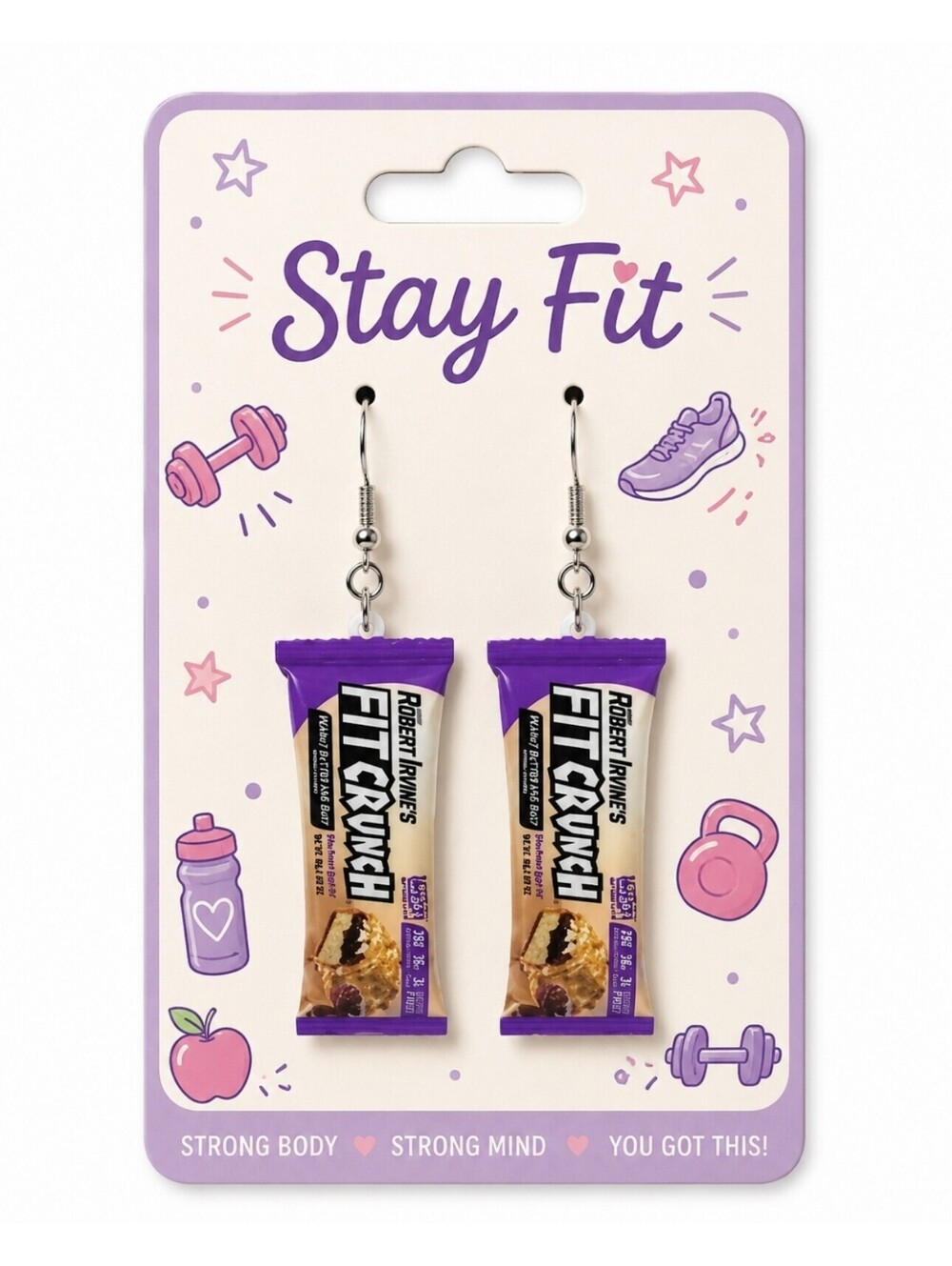 Fun Jewelry Fit Crunch Granola Bar Foodie Novelty Hypoallergenic Earrings